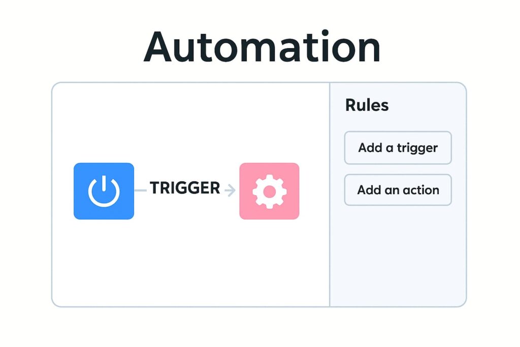 systeme.io automation workflow interface with trigger and action